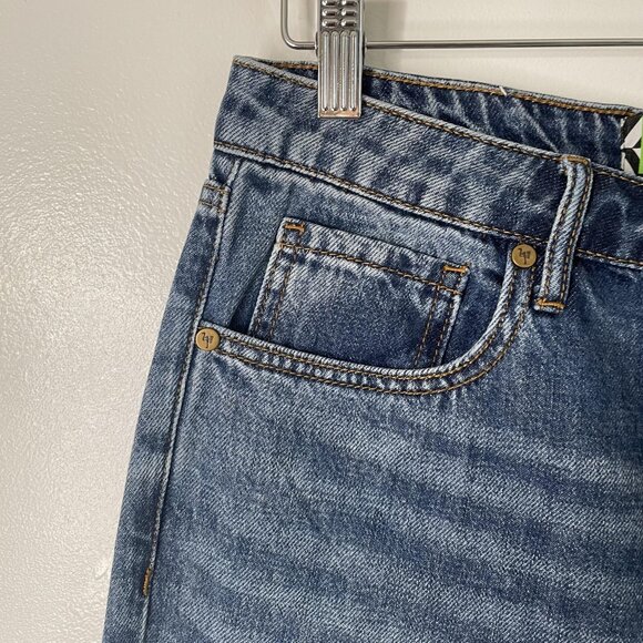 Sandrine Rose Jeans Womens 29 Blue Snow Ripped Button Fly Straight Distressed - Picture 3 of 13